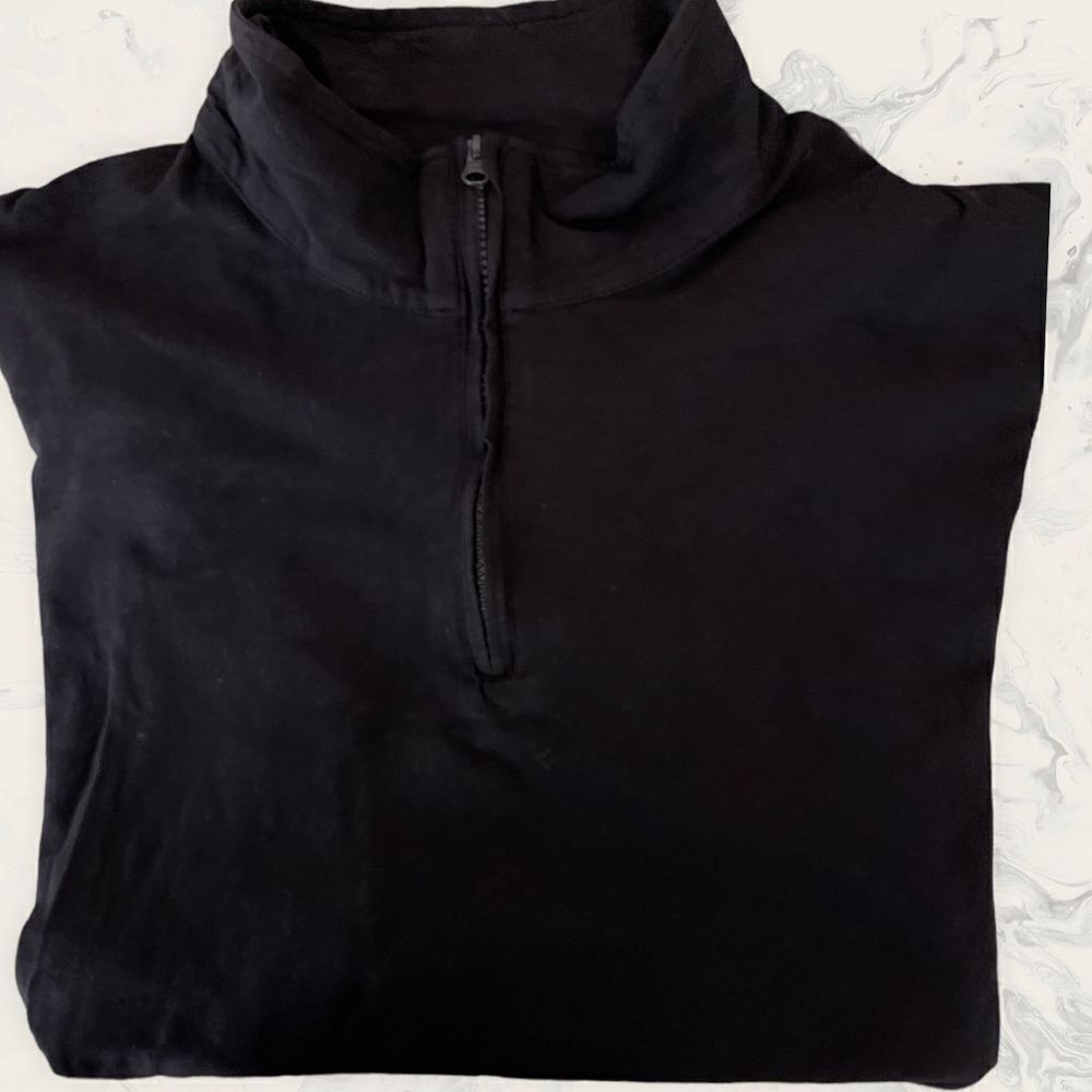 Thomas Dean BLACK 1/4 ZIP SLUB PERFORMANCE KNIT Size XXL - Black